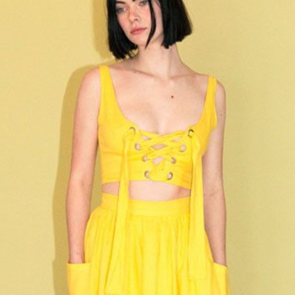 Mara Hoffman Lace Front Crop Top